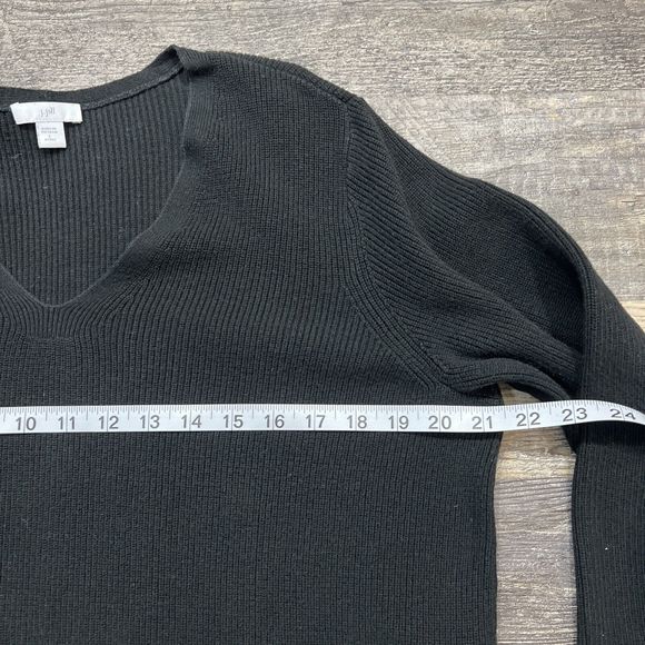 J. Jill Women's V-Neck Ribbed Knit Sweater Black Size Large Petite - Picture 7 of 10